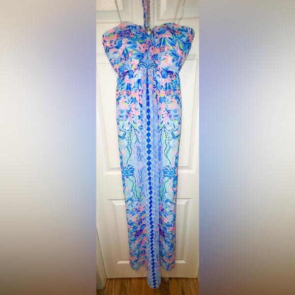 Lilly Pulitzer Viv Halter Maxi Dress Multi Hidden Treasure. Size 4 Worn once EUC - Picture 2 of 16
